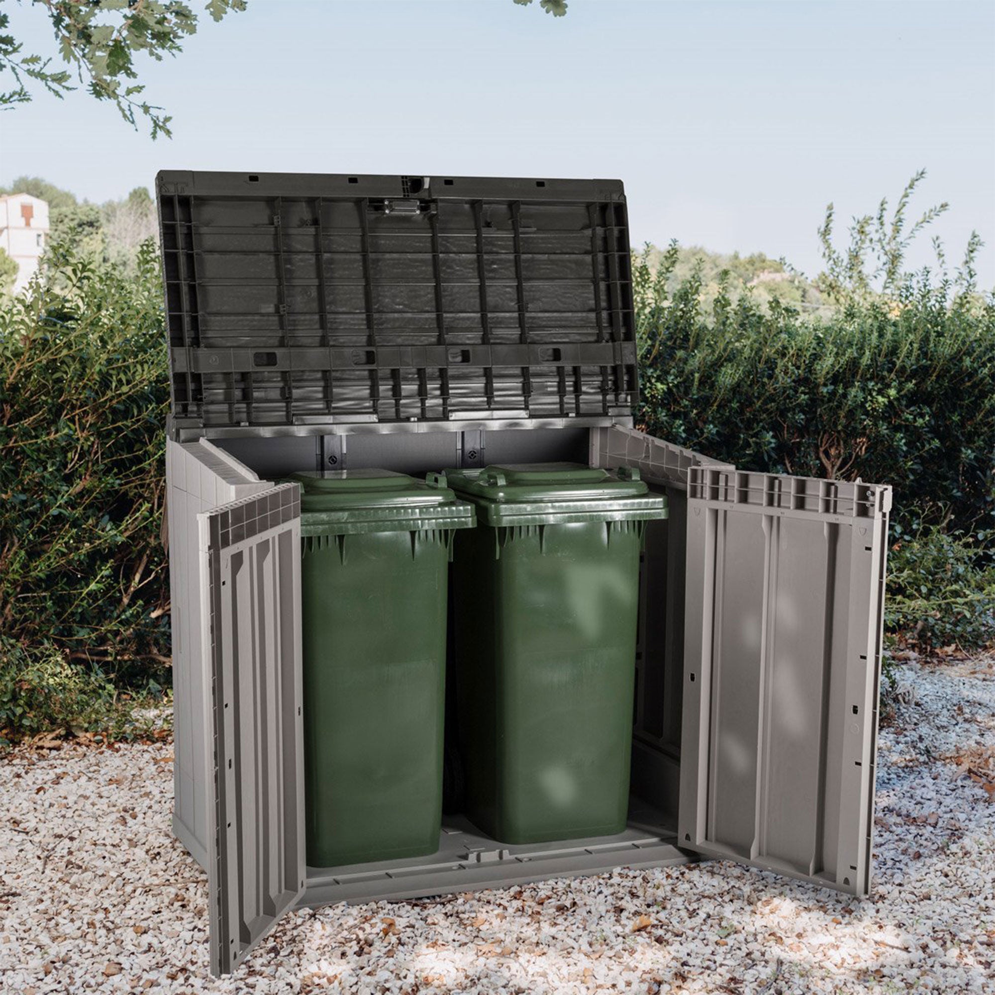 Toomax StoraWay Plus XL 44 Cu Ft Storage Shed, Taupe Grey/Anthracite (For Parts) - VMInnovations
