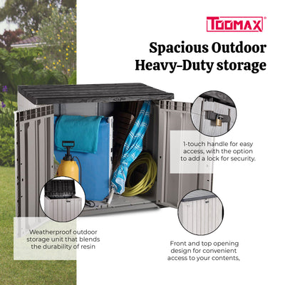 Toomax StoraWay Plus XL 44 Cu Ft Storage Shed, Taupe Grey/Anthracite (For Parts) - VMInnovations