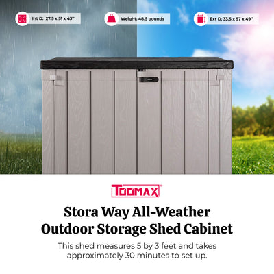 Toomax Stora Way All Weather Outdoor XL 5' x 3' Storage Shed Cabinet, Taupe