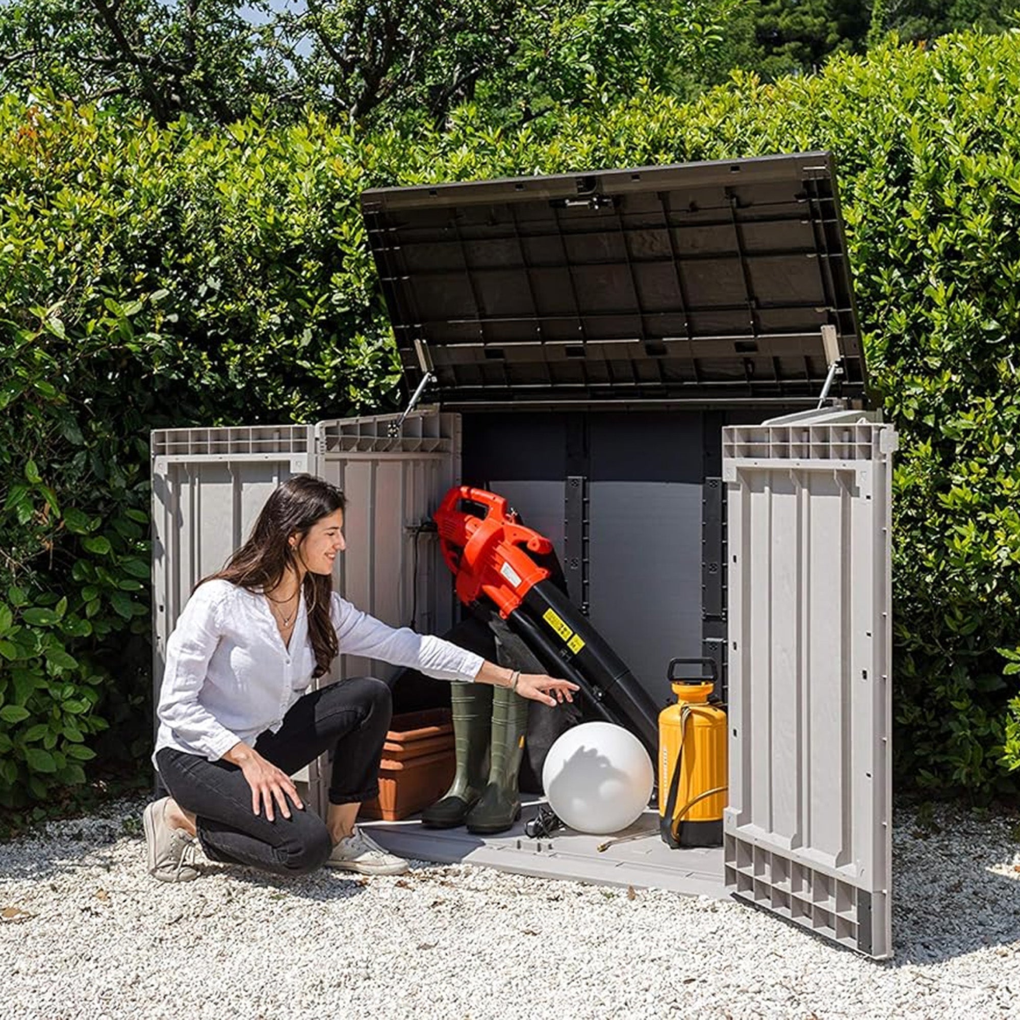 Toomax StoraWay Plus XL 44 Cu Ft Storage Shed, Taupe Grey/Anthracite (For Parts) - VMInnovations