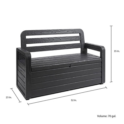 Toomax Foreverspring 70 Gallon Deck Storage Box Chest Bench, Dark Gray (Used) - VMInnovations