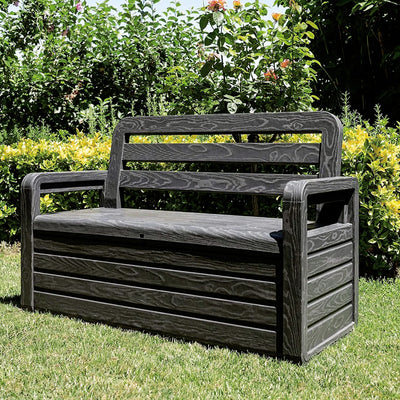 Toomax Foreverspring 70 Gallon Deck Storage Box Chest Bench, Dark Gray (Used)