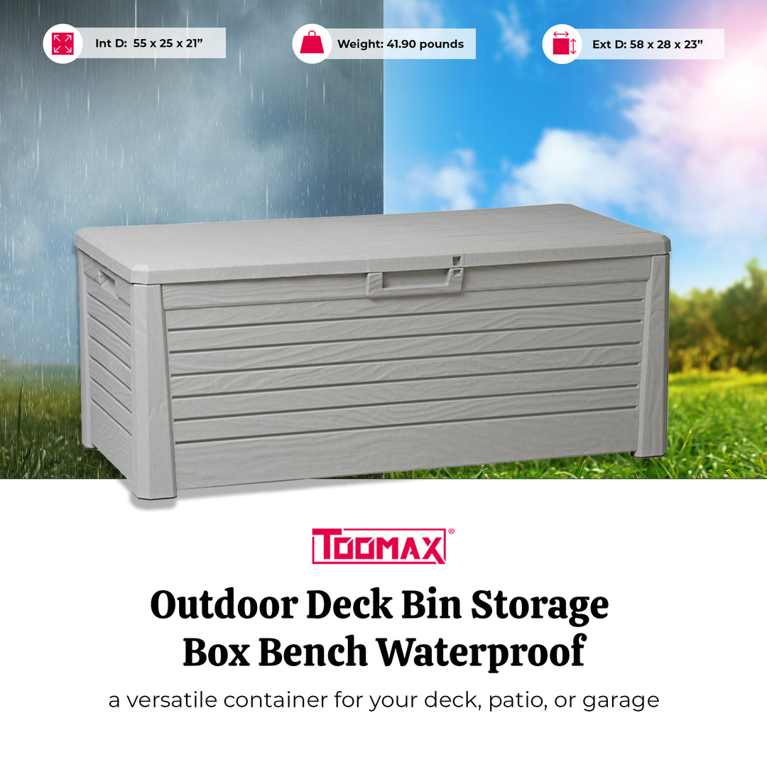 Toomax Florida Deck Storage Box Bench Furniture, 145 Gallon (Grey) (For Parts)