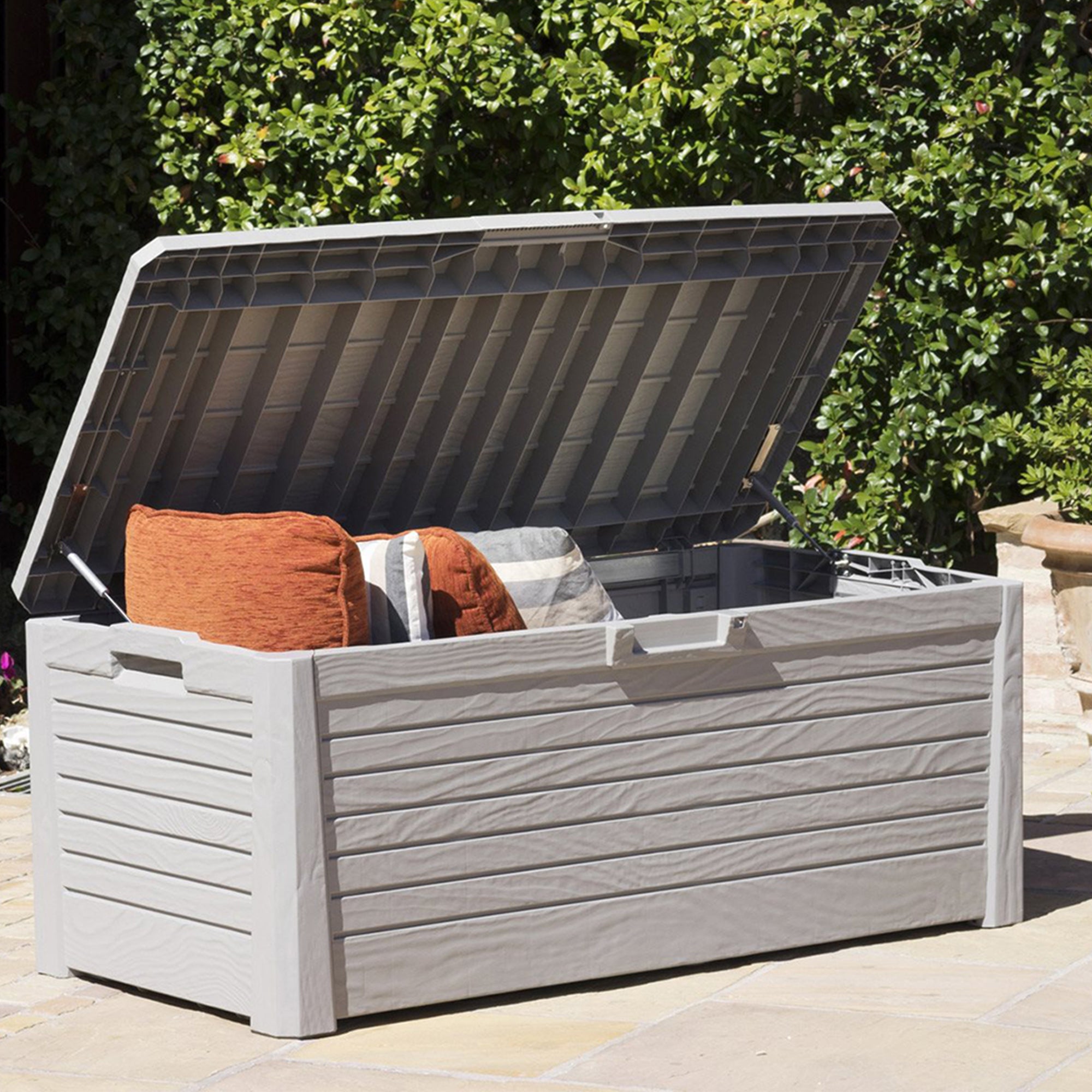 Toomax Florida Deck Storage Box Bench for Furniture, 145 Gallon (Grey)(Open Box)