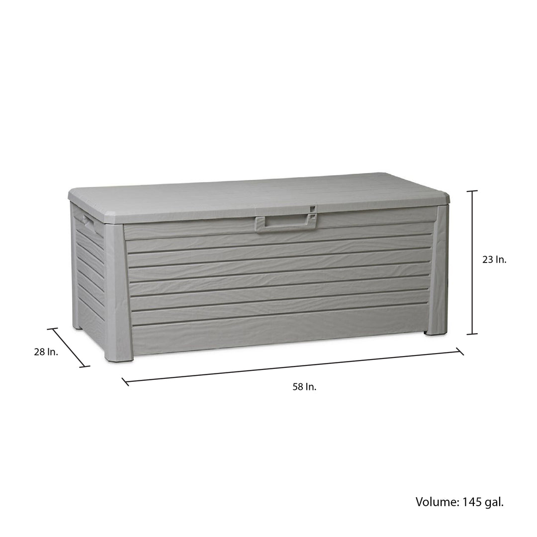 Toomax Florida Deck Storage Box Bench Furniture, 145 Gallon (Grey) (For Parts)