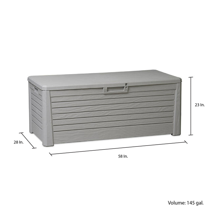 Toomax Florida Deck Storage Box Bench for Furniture, 145 Gallon (Grey)(Open Box) - VMInnovations