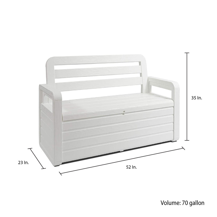 Toomax Deck Storage Box Chest Bench for Outdoor Furniture, White (Open Box)
