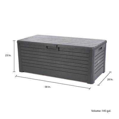 Toomax Florida Deck Patio Storage Box Bin Bench Waterproof, 145Gal (Anthracite)