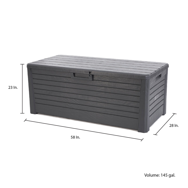 Toomax  Deck Patio Storage Box Bin Bench Waterproof, 145Gal (Anthracite) (Used)