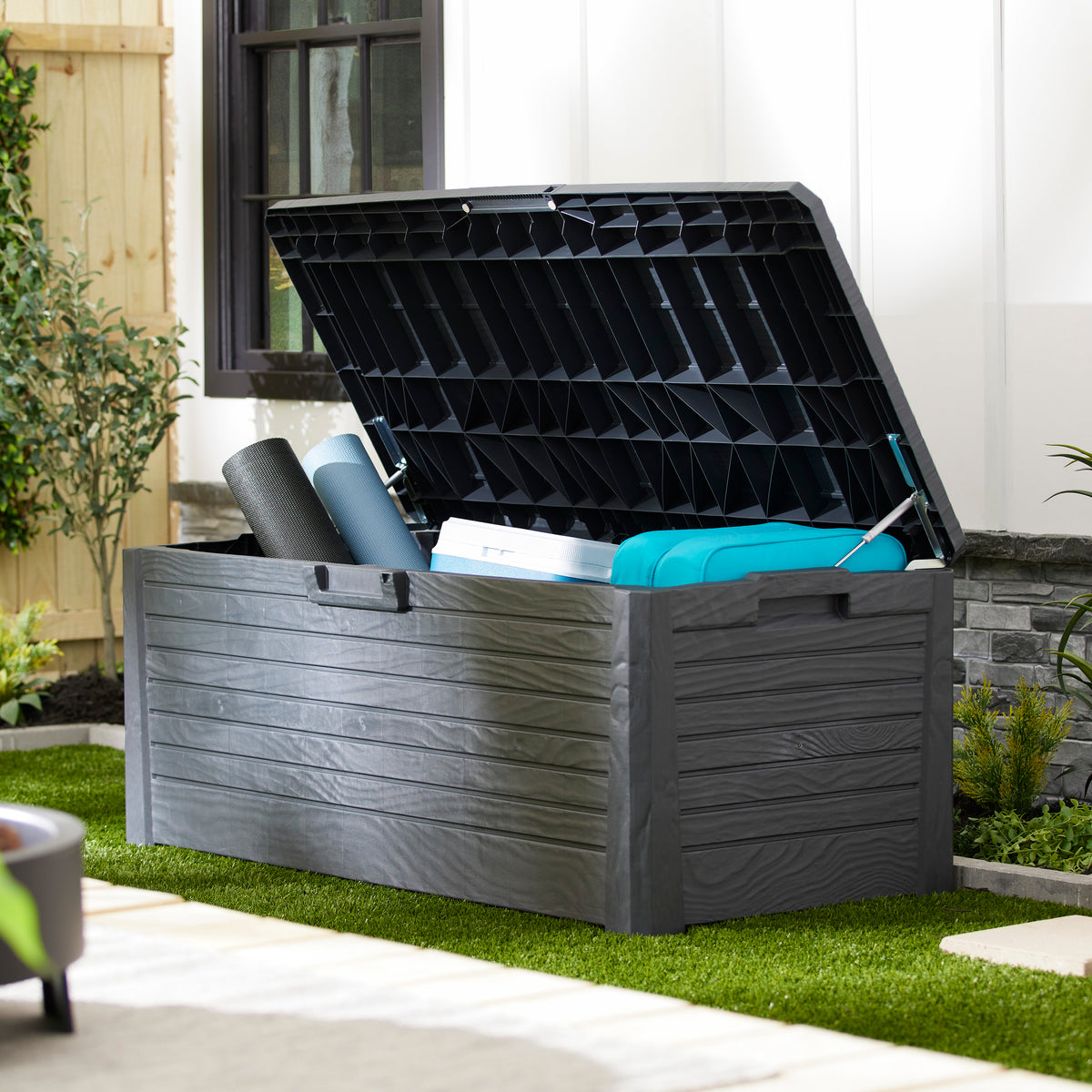 Toomax Florida Deck Storage Box Bench Furniture, 145Gal (Anthracite) (For Parts)