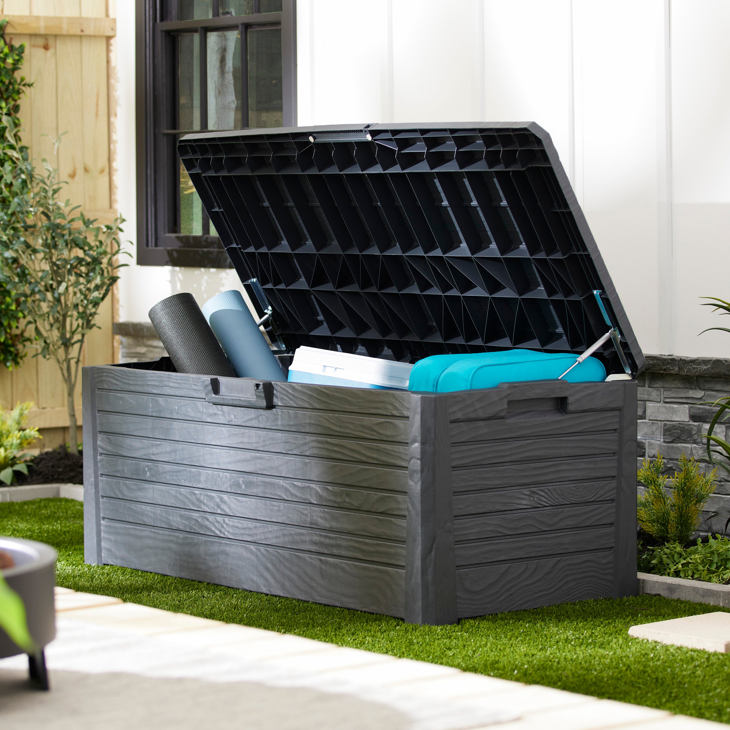 Toomax Florida Deck Storage Box Bench Furniture, 145Gal (Anthracite) (For Parts)