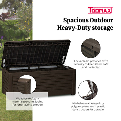 Toomax Florida Deck Storage Chest Box for Furniture, 145 Gal (Brown) (Open Box) - VMInnovations