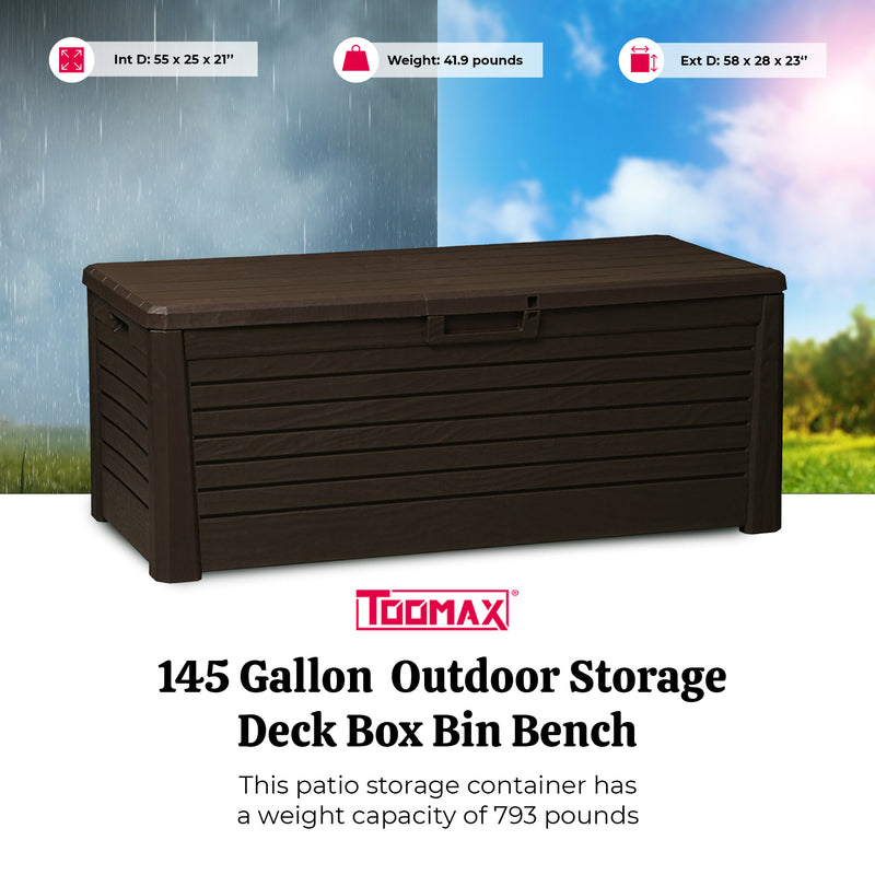 Toomax Florida Deck Storage Box for Outdoor Furniture, 145 Gal (Brown) (Damaged)