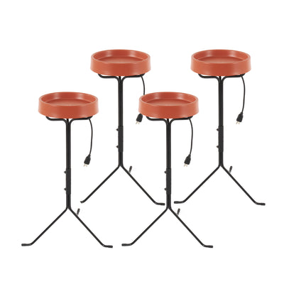 API Weather Resistant Heated Bird Bath with Round Basin and Metal Stand, 4 Pack