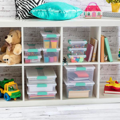 Sterilite Plastic Mini Clip Storage Box Container with Latching Lid, 36 Pack