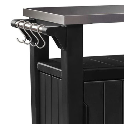 Keter 230852 Unity Portable Table and Storage Cabinet with Hooks, Gray (Used) - VMInnovations