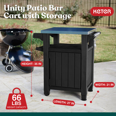Keter 230852 Unity Portable Table and Storage Cabinet with Hooks, Gray (Used) - VMInnovations