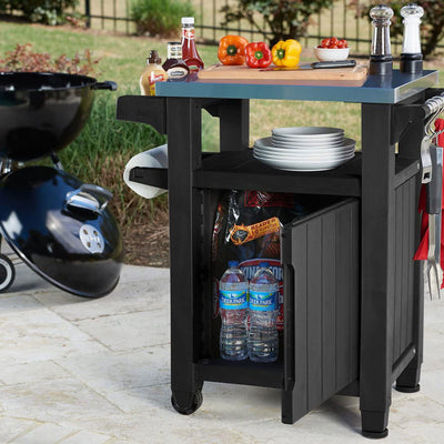 Keter 230852 Unity Portable Table and Storage Cabinet with Hooks, Gray (Used) - VMInnovations