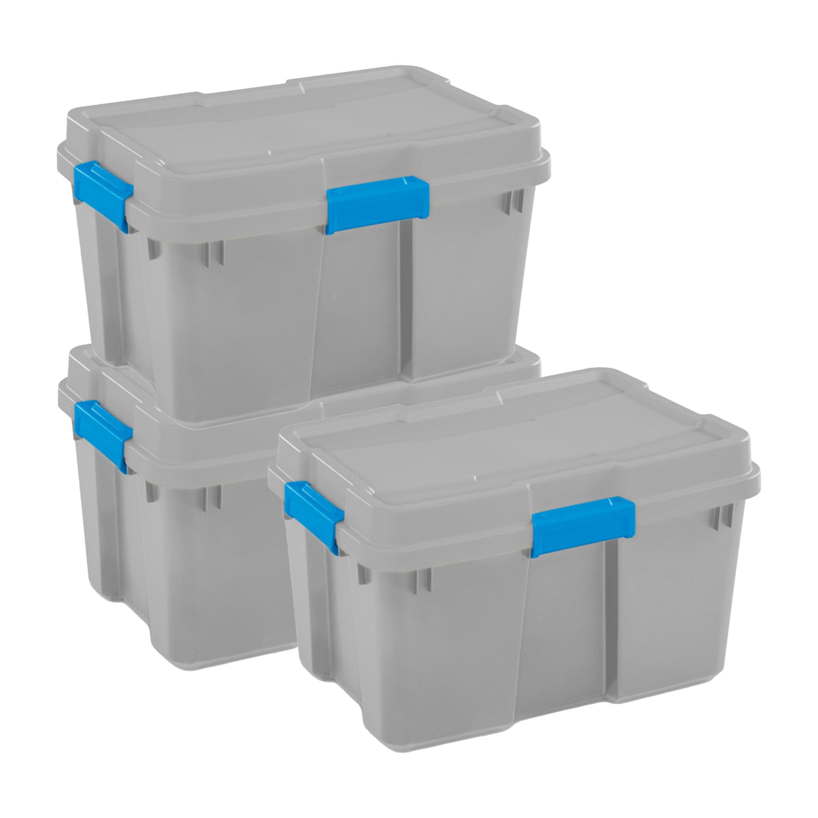 Sterilite 30 Gal Gasket Tote Heavy Duty Stackable Storage Bin with Lid, 3 Pack - VMInnovations