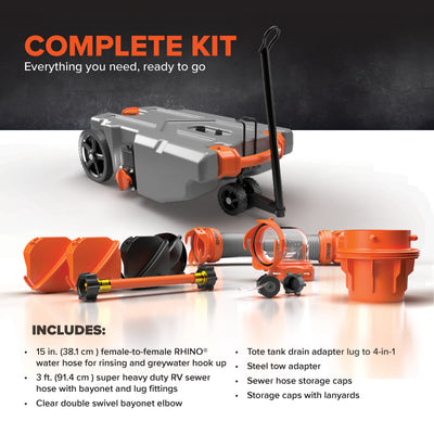 Rhino Portable 36g RV Waste Holding Tank w/ Hose & Accessories (Used) - VMInnovations