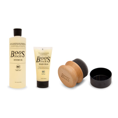 John Boos 3 Piece Maintenance Set with Mystery Oil, Board Cream, and Applicator