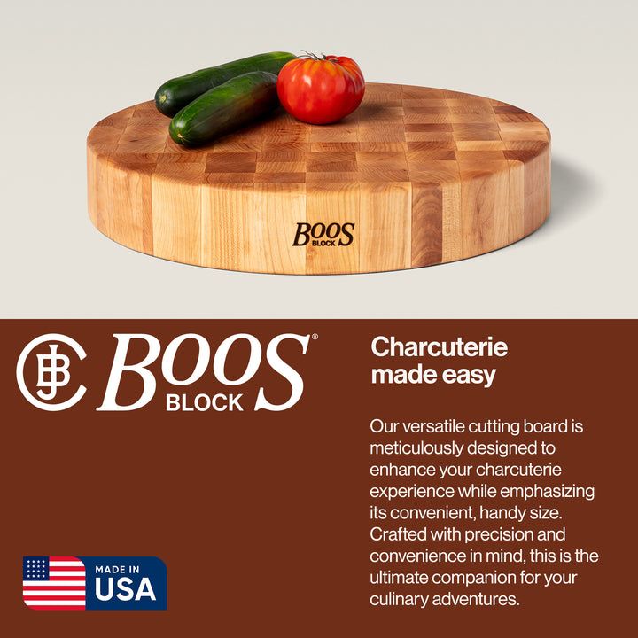 John Boos Maple Wood End Grain Round Board for Kitchen, 18" x 18" x 3"
