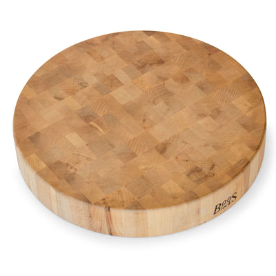 John Boos Maple Wood End Grain Round Cutting Board for Kitchen, 18" x 18" x 3"