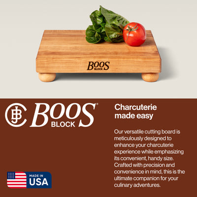 John Boos Small Maple Wood Edge Grain Cutting Board for Kitchen,12" x 12" x 1.5" - VMInnovations