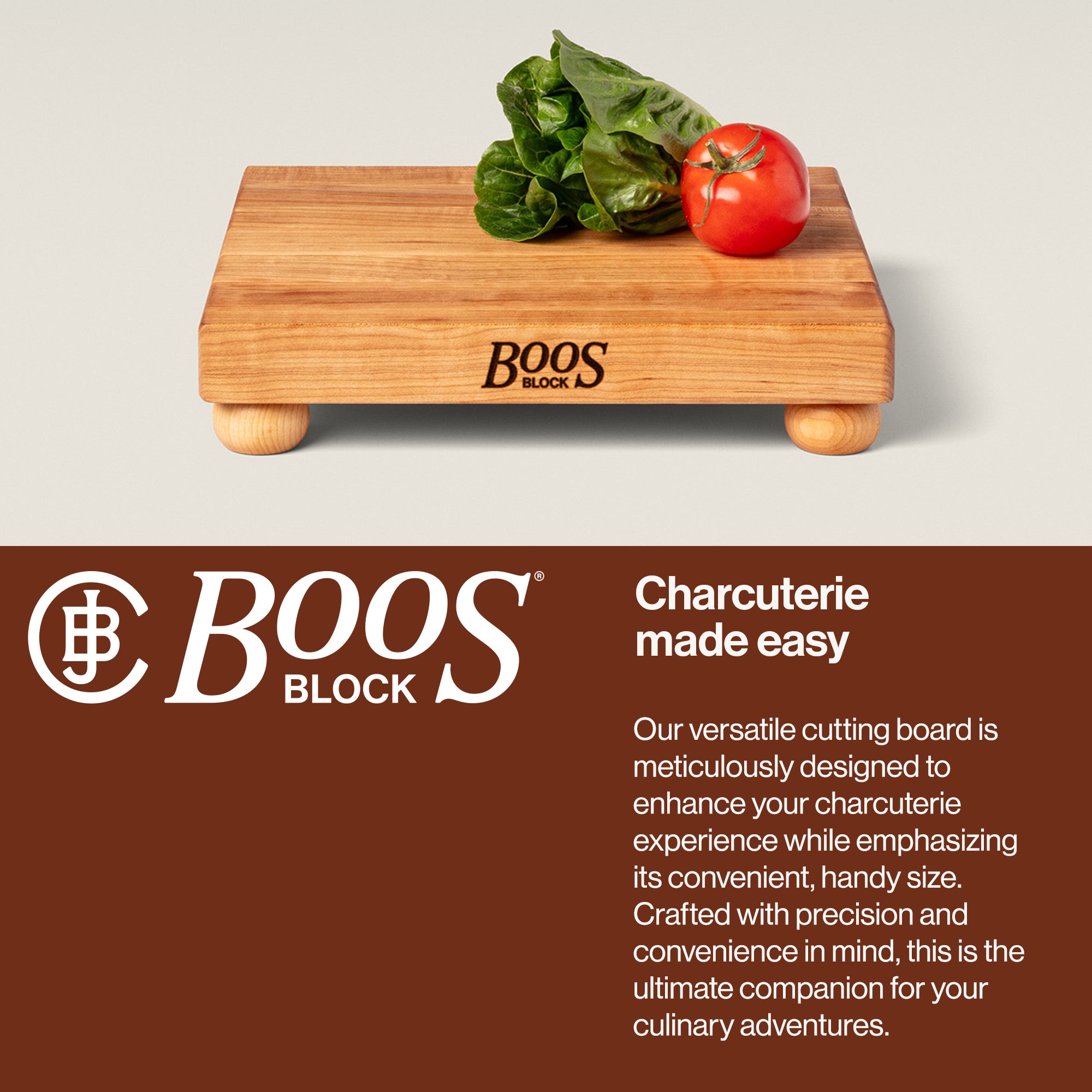 John Boos 12" Wide Flat Edge Grain Cutting Board with Feet, Maple Grain (Used) - VMInnovations