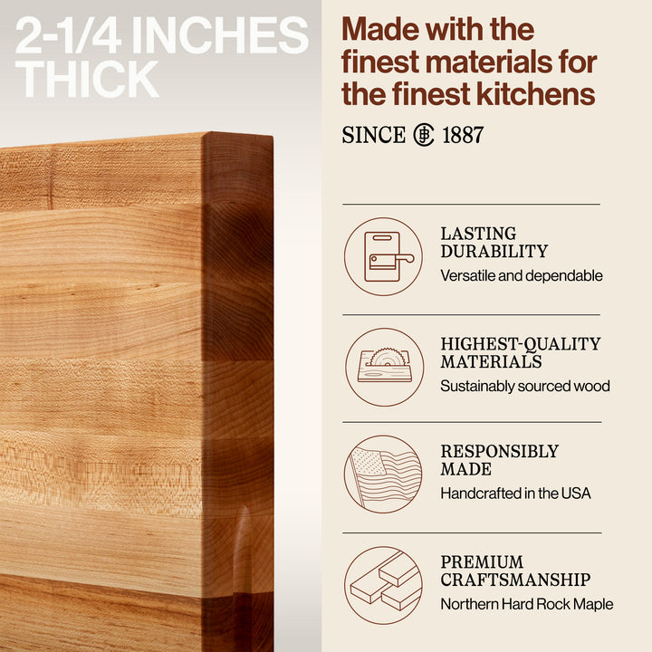 John Boos Maple Wood End Grain Cutting Board for Kitchen Prep, 30" x 23" x 2.25"