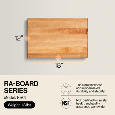 John Boos 18 Inch Wide Flat Edge Grain Cutting Board, Maple Wood (Open Box)