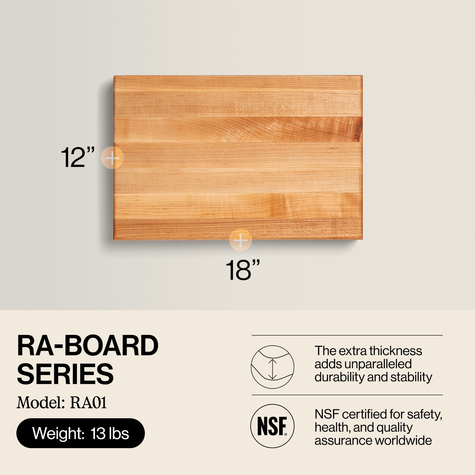 John Boos Maple Wood Edge Grain Cutting Board 18" x 12" x 2.25" (Used) - VMInnovations
