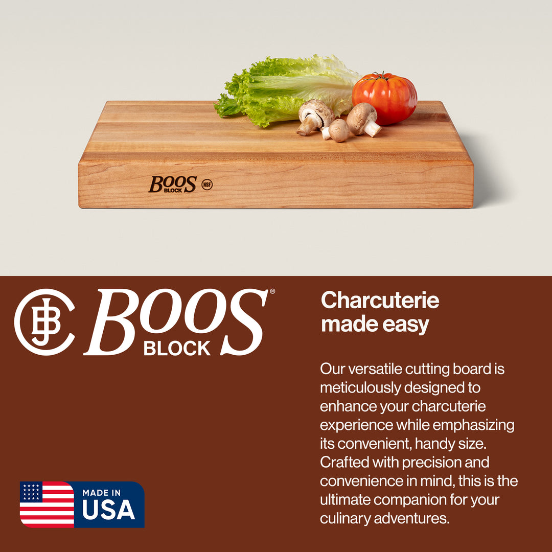 John Boos Maple Wood Edge Grain Cutting Board for Kitchen Prep, 18" x 12" x 2.25"