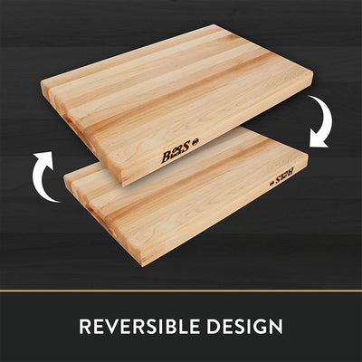 John Boos Maple Wood Reversible Edge Grain Kitchen Cutting Board, 24"x18"x1.75"