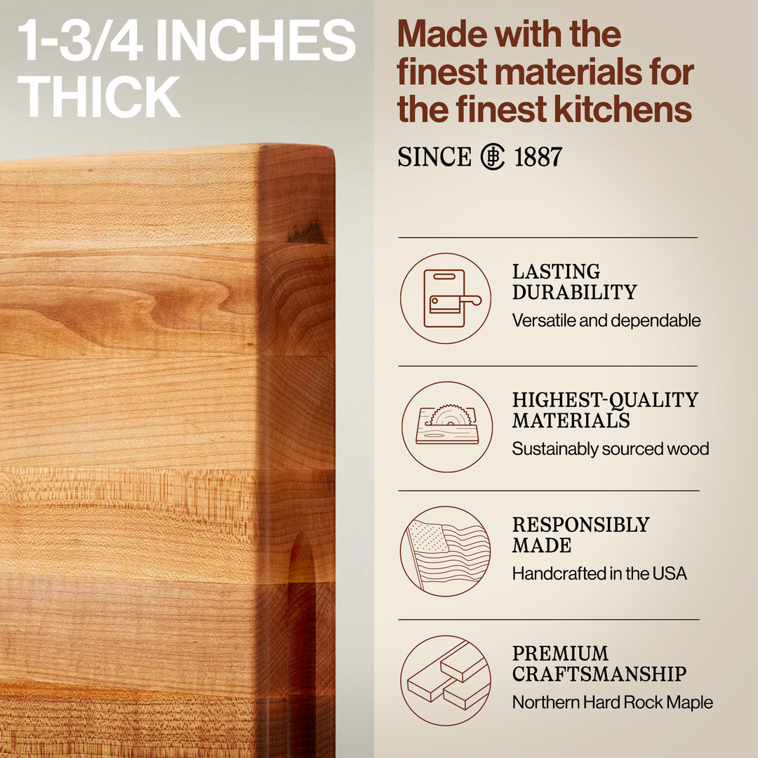 John Boos Platinum Series Reversible Wood Cutting Board, 24"x18"x1 3/4", Maple