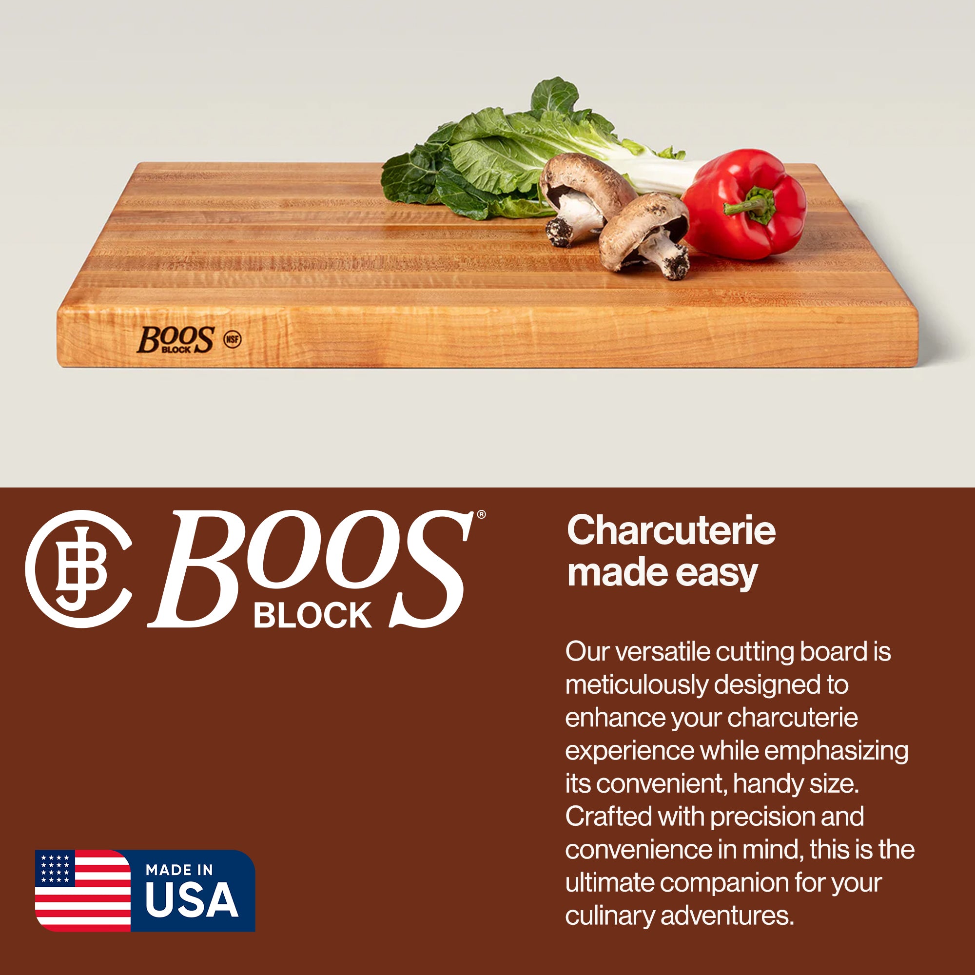 John Boos Edge Grain Maple Wood Reversible Cutting Board Block (Open Box) - VMInnovations