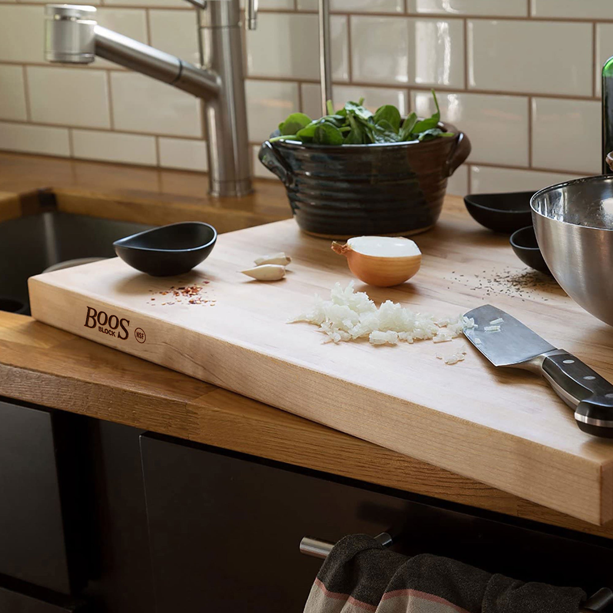 John Boos Edge Grain Maple Wood Reversible Cutting Board Block (Open Box) - VMInnovations