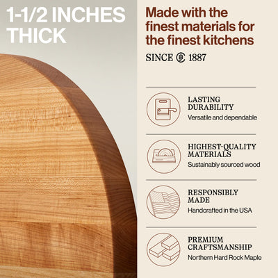 John Boos R Board 18" Diameter 1.5" Thick Round Cutting Board, Maple (Open Box) - VMInnovations