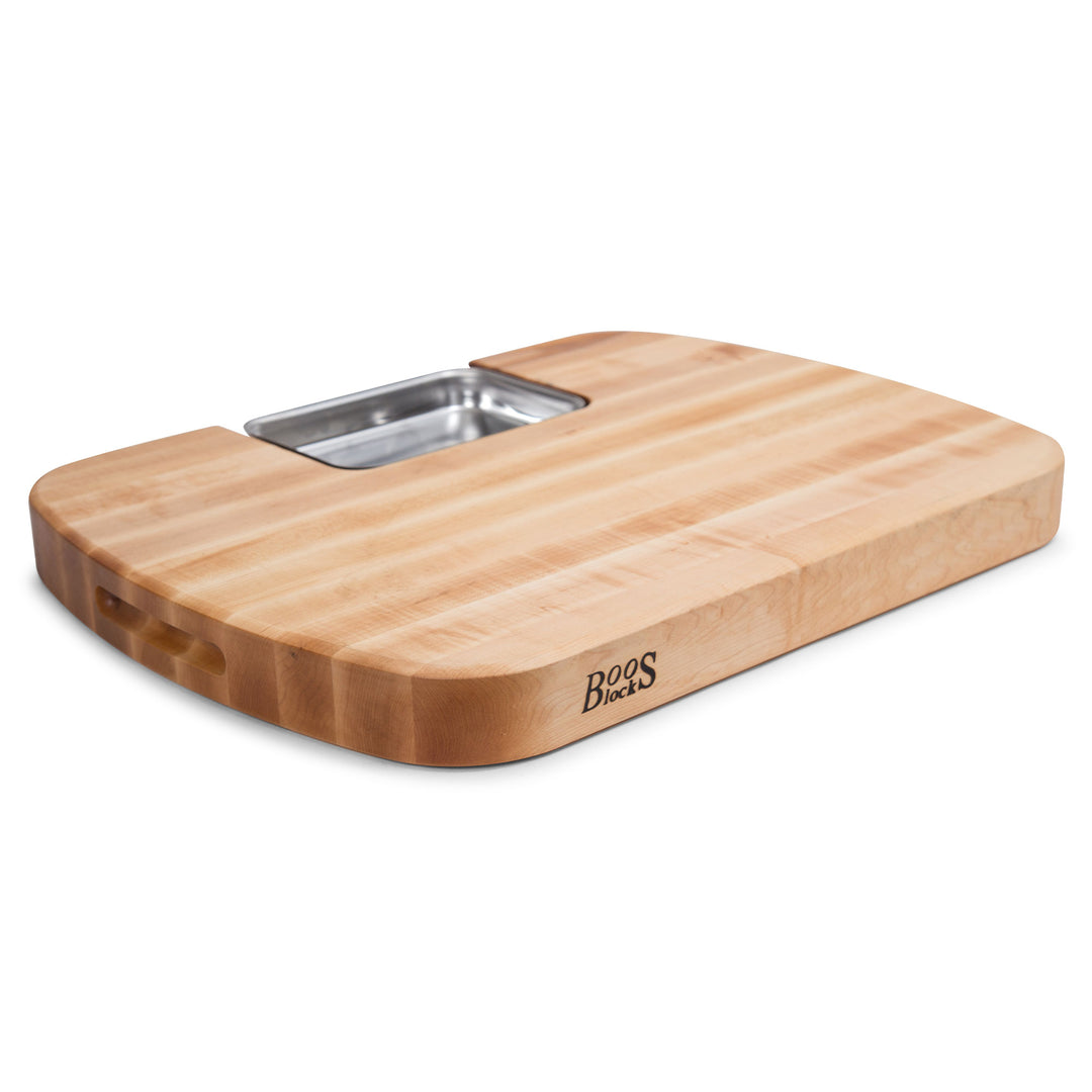 John Boos Block Reversible Wood Carving Board with Juice Groove & Tray, Maple