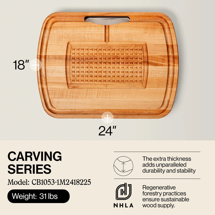 John Boos Block Reversible Wood Carving Board with Juice Groove & Tray, Maple - VMInnovations