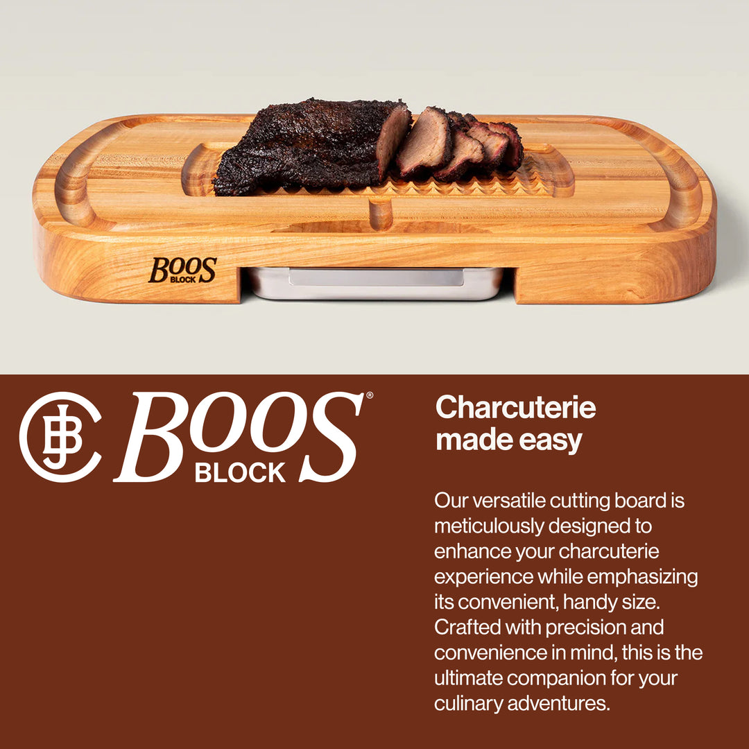 John Boos Block Reversible Wood Carving Board with Juice Groove & Tray, Maple