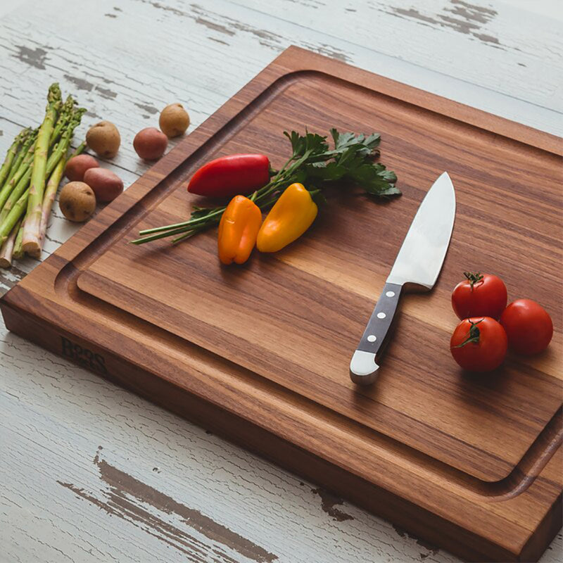 John Boos BBQ Collection Reversible Wood Cutting Board with Juice Groove, Walnut