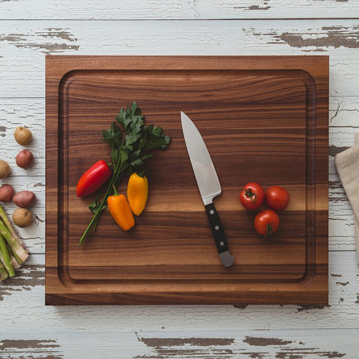 John Boos BBQ Collection Reversible Wood Cutting Board with Juice Groove, Walnut