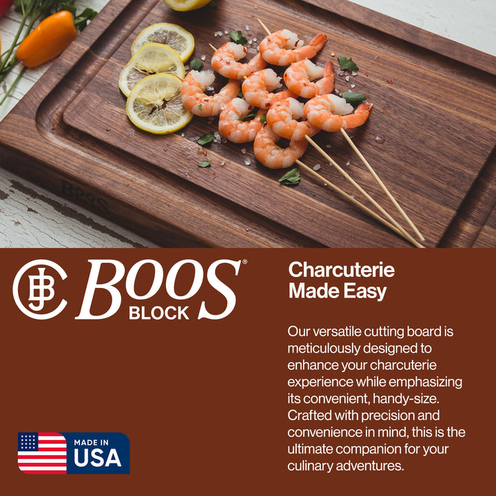 John Boos BBQ Collection Reversible Wood Cutting Board w/Juice Groove, Walnut
