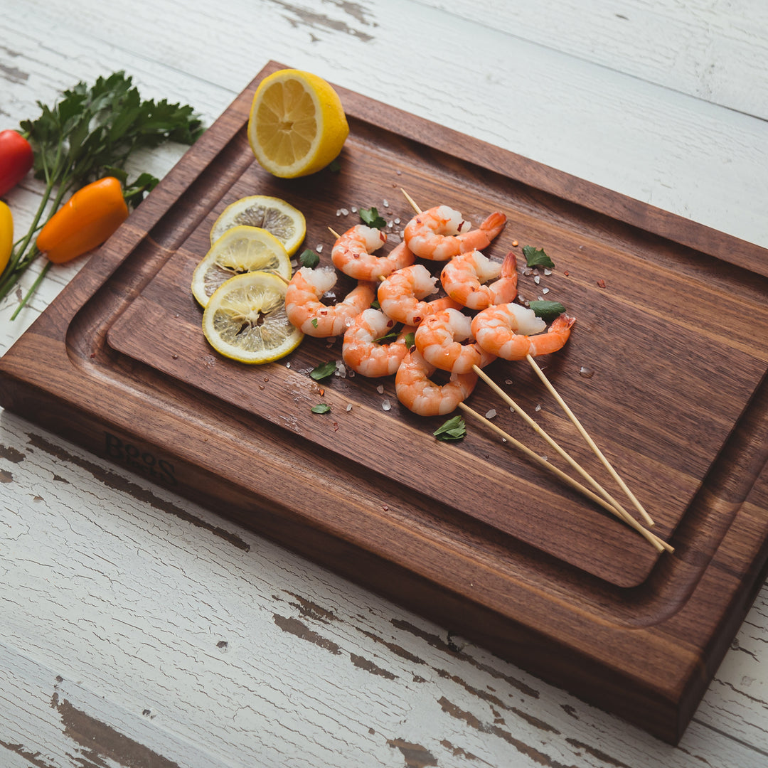 John Boos BBQ Collection Reversible Wood Cutting Board w/Juice Groove, Walnut