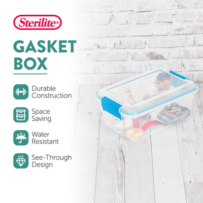 Sterilite 7.5 Quart Gasket Box, Stackable Storage Bin with Latching Lid, 6 Pack - VMInnovations