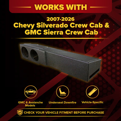 QPower 8 Inch Dual Port Subwoofer Box for GMC and Chevy Crew Cab (Open Box)