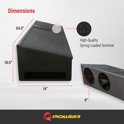 QPower  8 Inch Dual Port Subwoofer Box for Ford F150, F250, & F350 (Open Box)