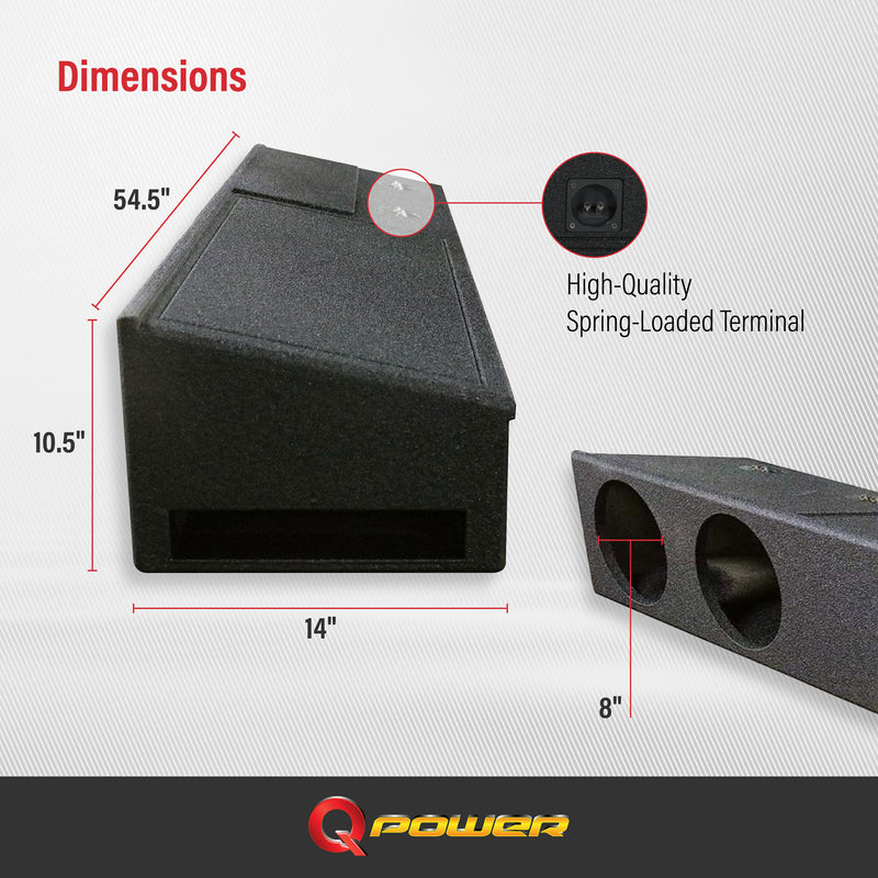 QPower 8 Inch Dual Port Subwoofer Box for Ford F150, F250, & F350 (Damaged)