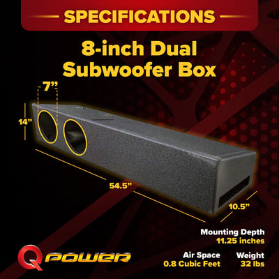 QPower Dual 8" Sub Box - Ford F150 SuperCrew 09-26, F250/F350 Super Duty 17-26